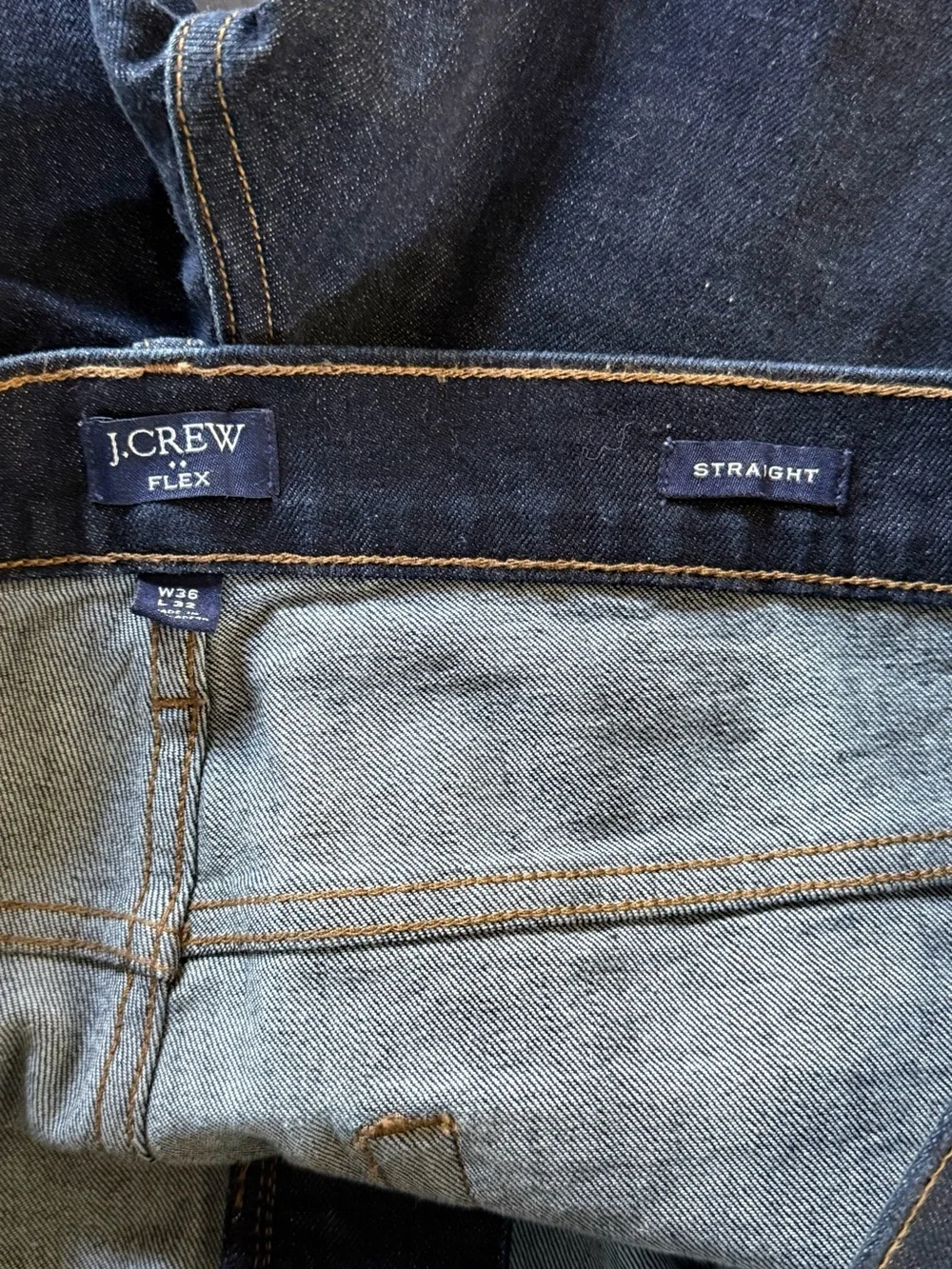 J.Crew Flex Straight Leg Jeans Mens 36x32 Dark Indigo Blue Stretch Denim NWOT